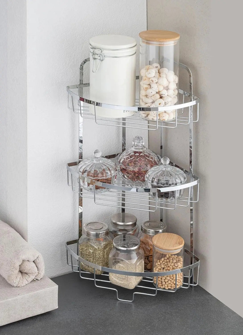 Zupa Stainless Steel 3 Tier Kitchen Corner Rack Zupa