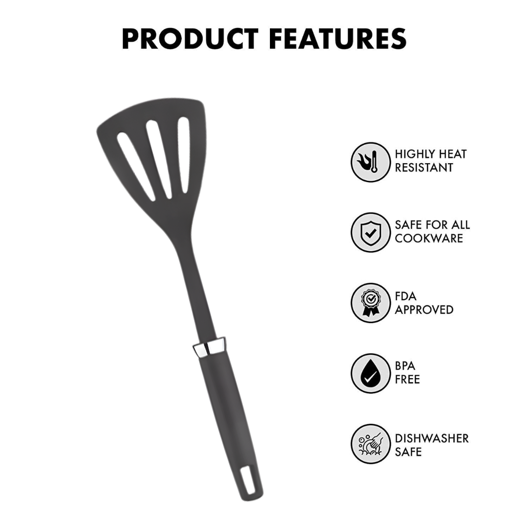 Premium Big Slotted Turner Spatula - Perfectly Angled Slotted Turner with TANIC HANDLE NYLON 13"