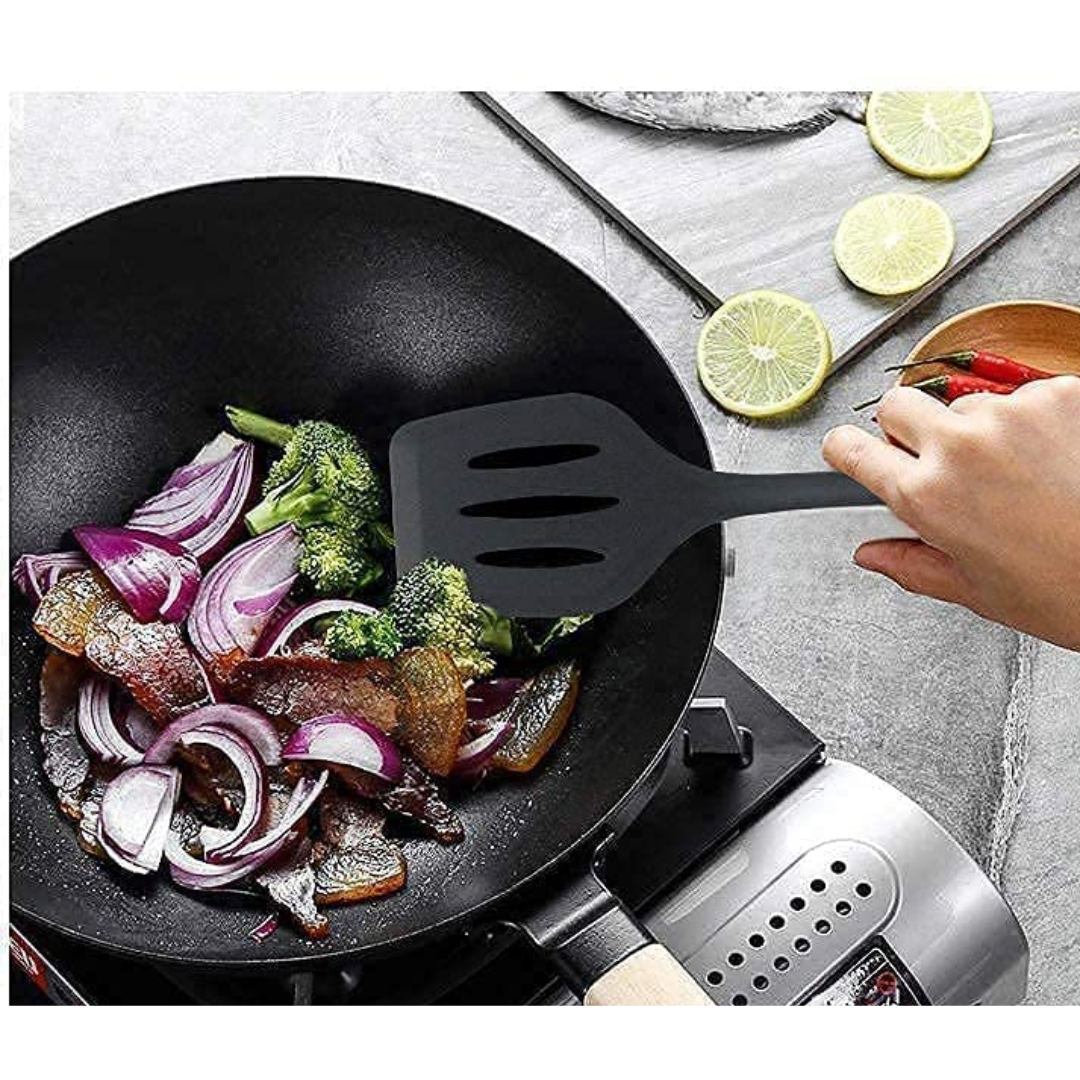 Premium Big Slotted Turner Spatula - Perfectly Angled Slotted Turner with TANIC HANDLE NYLON 13"