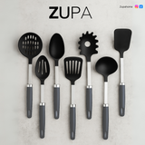 Zupa Premium Kitchen Spoon Set – Solid & Slotted Nylon Spoon (Set of 2) | Heat-Resistant, Non-Scratch & Easy Grip witrh TANIC HANDLE SS+NYLON 13"