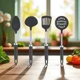 Zupa™ 4-Piece Non-Stick Safe Cooking Spoon Set – Skimmer, Turner, Spoon & Ladle for Scratch-Free Cooking