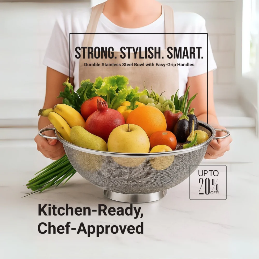 Stainless Steel Colander Basket 10 Inch