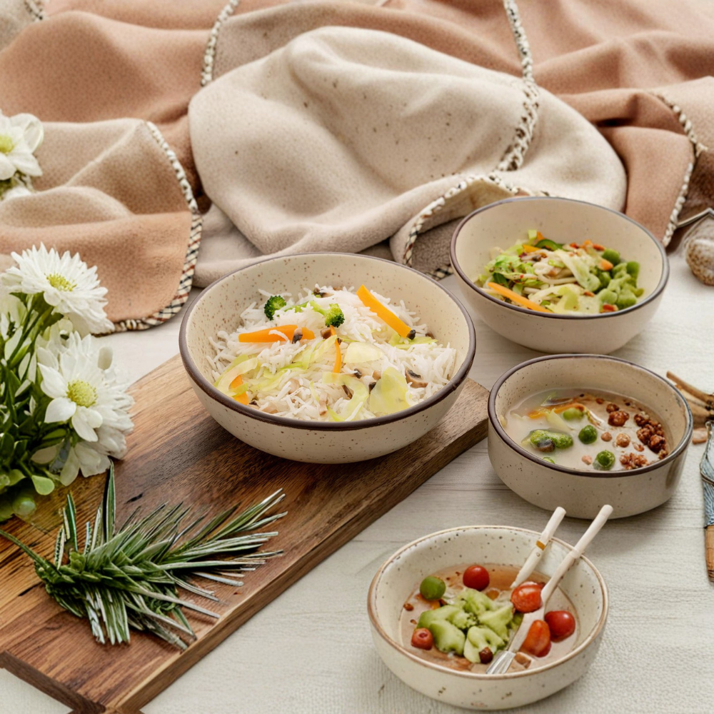 Zupa Earthy Beige Ceramic Serving Bowl Set 17.5cm (Set of 2)