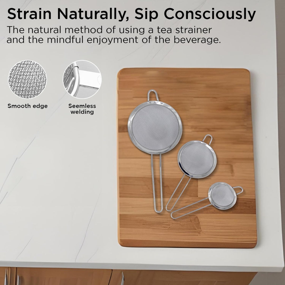 Zupa Fine Mesh Multipurpose Stainless Steel Strainer Set of 3