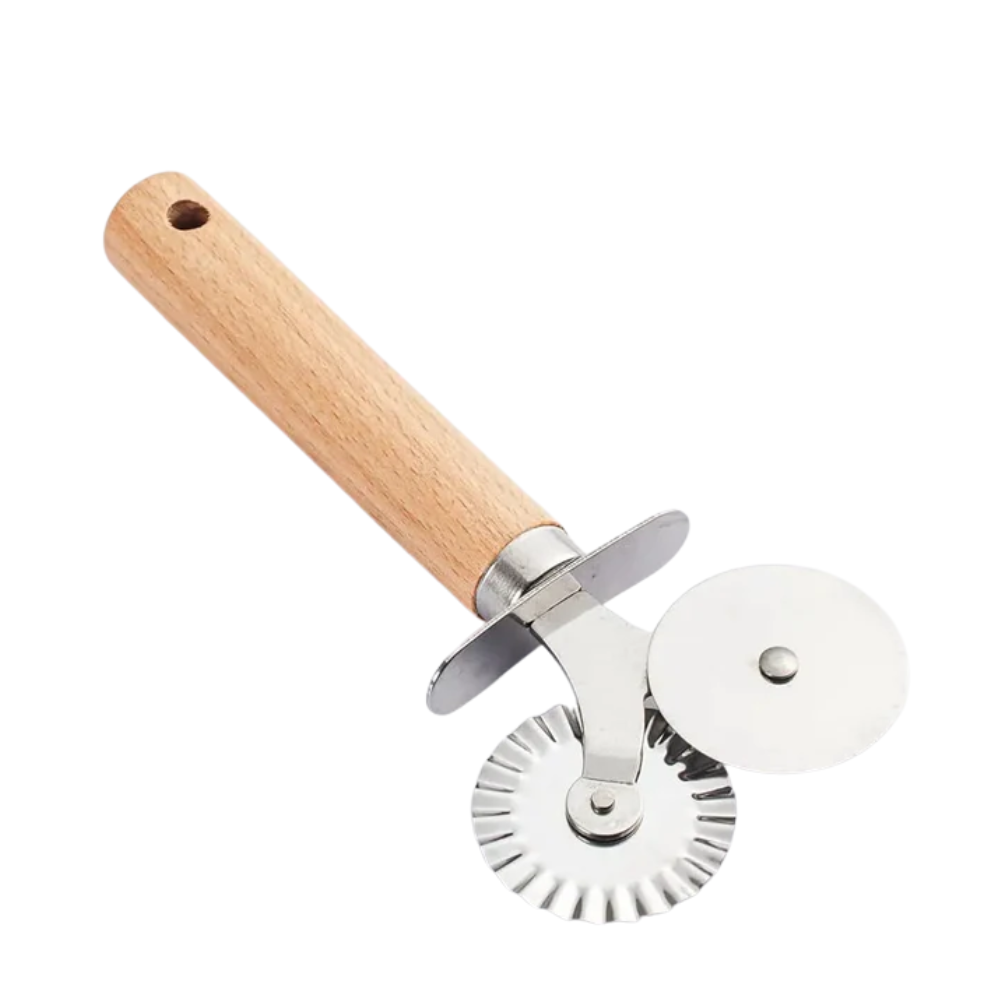 Zupa Wooden Handled Double Wheel Knife  Silver