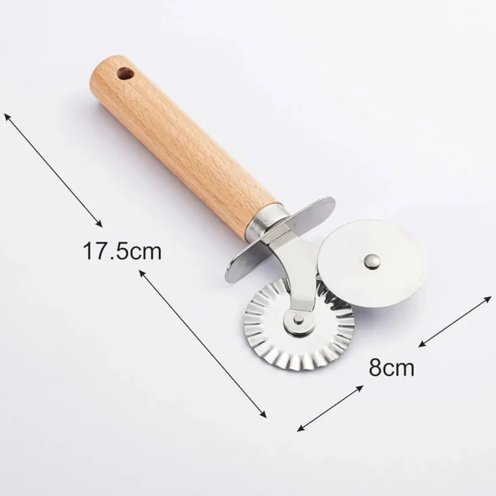 Zupa Wooden Handled Double Wheel Knife  Silver