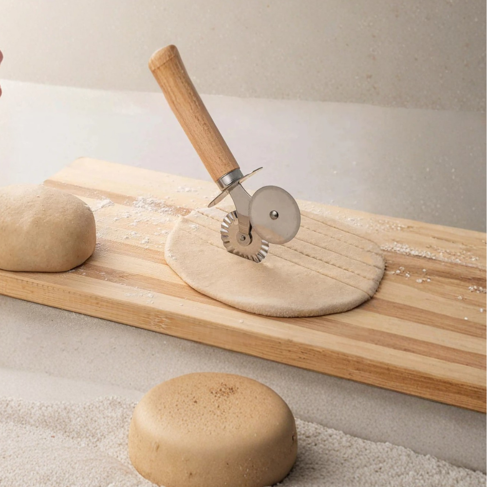 Zupa Wooden Handled Double Wheel Knife  Silver