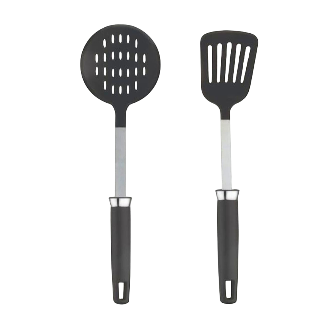 Zupa Premium Slotted Turner & Skimmer – Essential Kitchen Tool Set (Set of 2) With TANIC  HANDLE SS+NYLON 13"