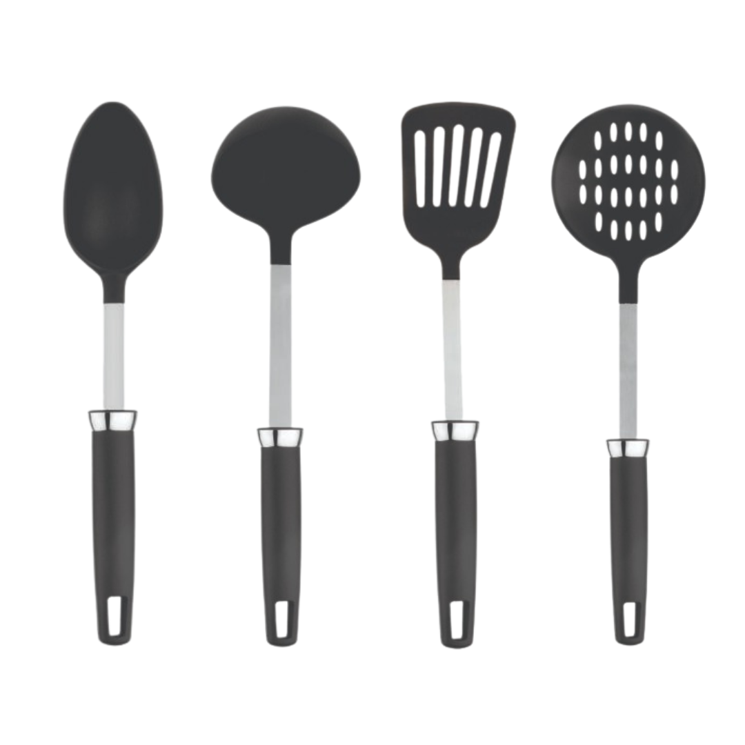 Zupa™ 4-Piece Non-Stick Safe Cooking Spoon Set – Skimmer, Turner, Spoon & Ladle for Scratch-Free Cooking