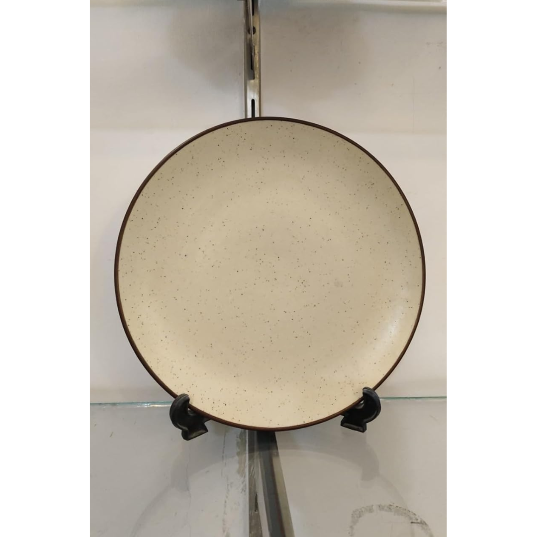 Zupa Ceramic Serving Plate, Earthy Beige - Microwave & Dishwasher Safe, 100% Food Grade Ceramic, Handcrafted, Easy Grip Strong Durable Stain Free, Scratch & Heat Resistant 25.5 CM, Set of 2