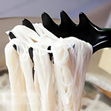 Zupa S.S + Nylon Pasta Fork Food Grade Noodle Spoon Heat Resistant up to 445°F with Natural Wooden Handle, BPA Free, Spaghetti Strainer & Server Spoon 31.5 cm Black