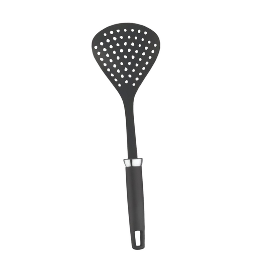 Zupa Full Nylon Skimmer for Cooking | Deep Ladle for Serving | FDA Certified | Heat Resistant | Dishwasher Safe| BPA Free (Black)