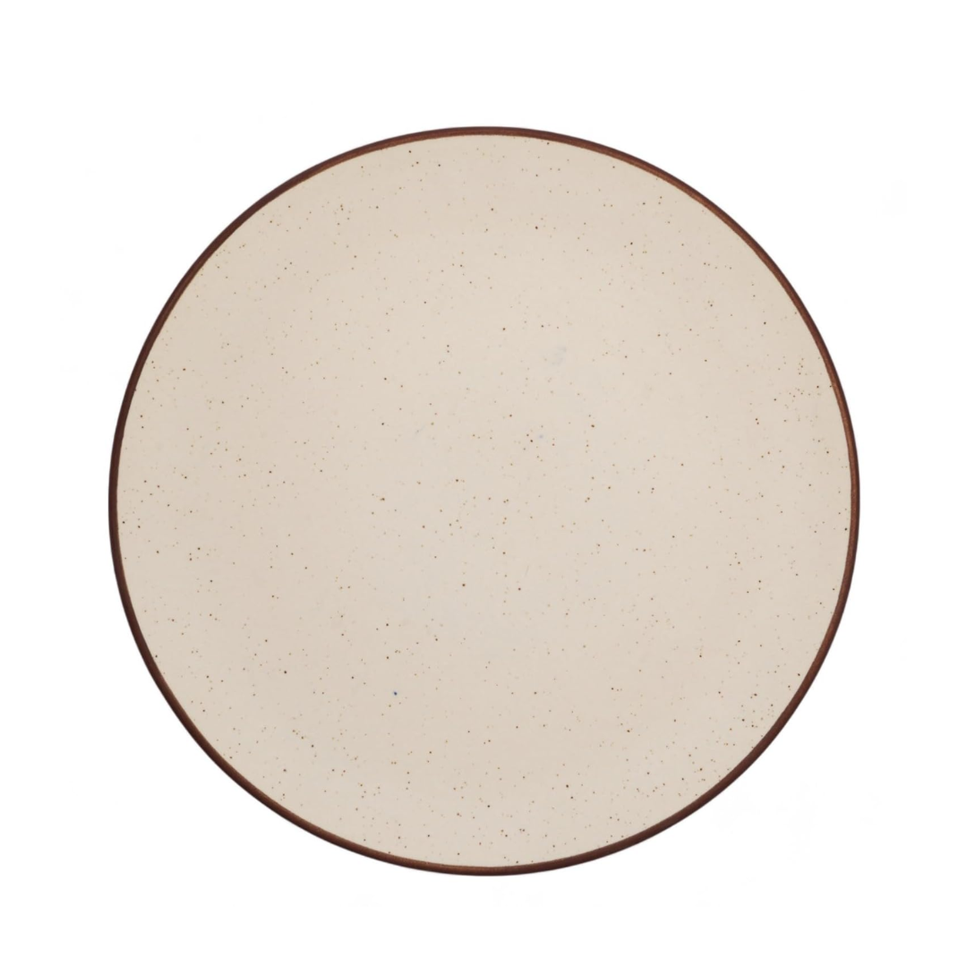 Zupa Ceramic Serving Plate, Earthy Beige - Microwave & Dishwasher Safe, 100% Food Grade Ceramic, Handcrafted, Easy Grip Strong Durable Stain Free, Scratch & Heat Resistant 25.5 CM, Set of 2