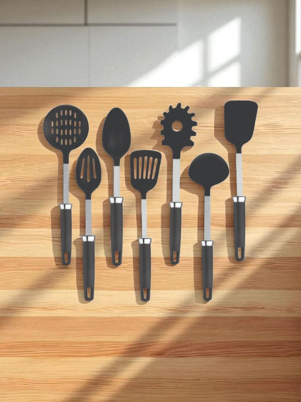 Zupa Full Nylon Skimmer for Cooking | Deep Ladle for Serving | FDA Certified | Heat Resistant | Dishwasher Safe| BPA Free (Black)