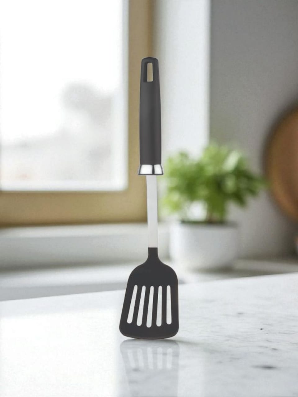 Premium Big Turner Spatula - Perfectly Angled Slotted Turner with TANIC  HANDLE SS+NYLON 13"